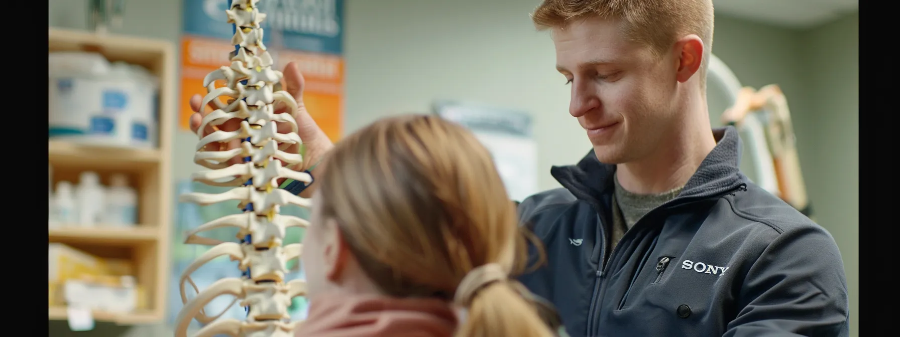 a chiropractor carefully manipulating a patient's spine during a personalized treatment session, focused on tissue health and effectiveness.