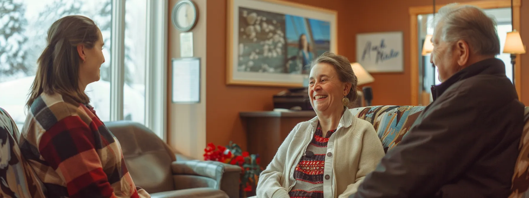 a smiling local resident receiving personalized chiropractic care in a cozy clinic in cochrane, surrounded by supportive health professionals.