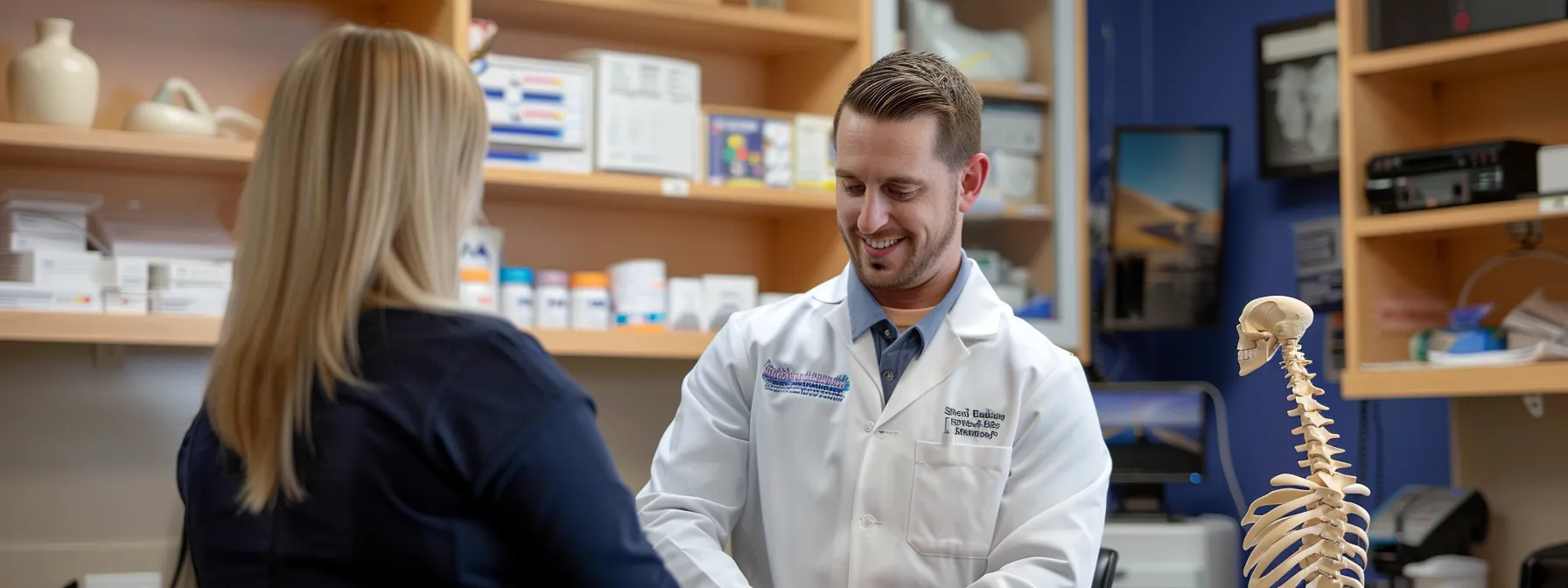 a chiropractor adjusting a patient's spine with precision and care in a modern, well-equipped clinic setting.