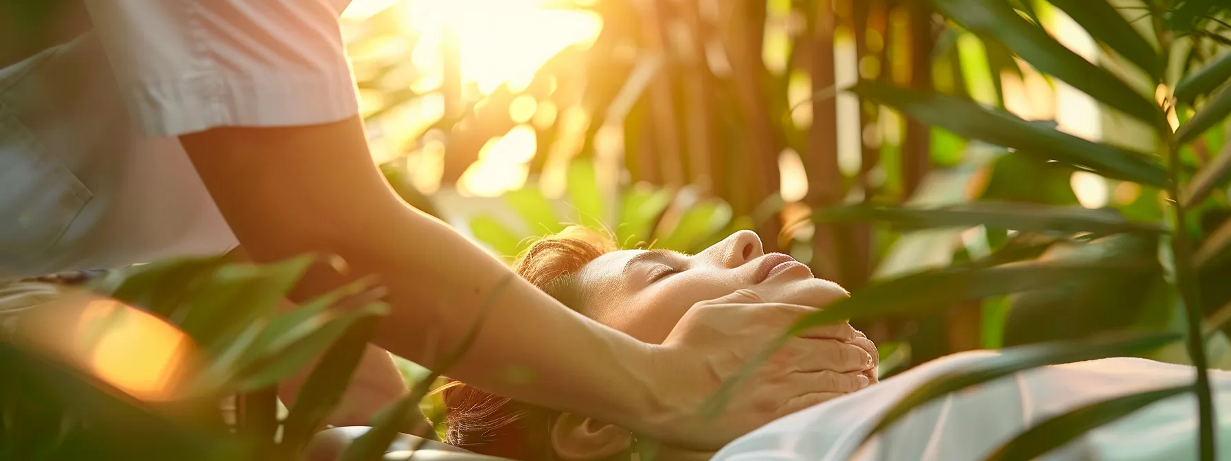 a person receiving a gentle spinal adjustment at cochrane chiropractic, surrounded by natural elements, showcasing a holistic approach to neck pain relief.