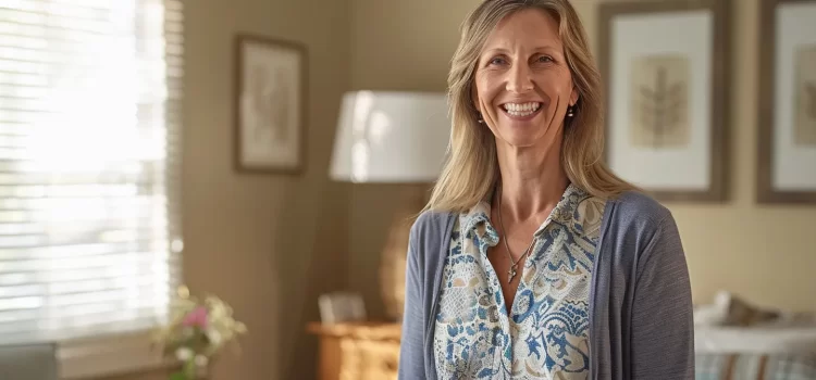 a smiling patient stands tall with improved posture, radiating confidence and vitality after successful treatments with their cochrane chiropractor.