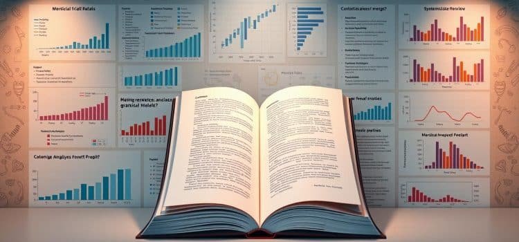 A meticulously organized scientific literature review on a sports medicine topic, centered on a large open book with crisp pages. The book is surrounded by various medical and scientific research elements - clinical trial data, systematic review diagrams, meta-analysis plots, and forest plots. The background features a clean, minimalist medical/academic setting with subtle textures and muted colors. Warm, focused lighting illuminates the central elements, conveying a sense of rigor, professionalism and evidence-based practice. The overall composition is balanced, with a clear focal point and a harmonious blend of textual and visual information.