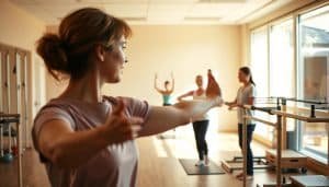 A rehabilitation clinic, bathed in warm, natural light. In the foreground, a patient engages in a series of carefully guided exercises, their movements graceful and deliberate, as a physical therapist observes intently. In the middle ground, other patients navigate parallel bars and balance equipment, their faces focused with determination. The background reveals a tranquil space, with soothing colors and textures, conveying a sense of healing and restoration. The scene embodies the delicate balance between adaptation and motor learning, as the rehabilitation process unfolds with precision and care.