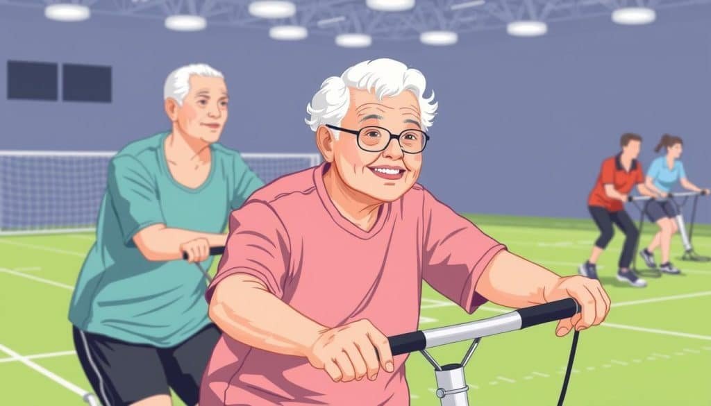 Image of a senior adult engaging in sports therapy in Calgary