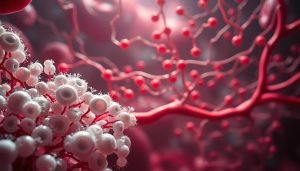 white blood cells and blood vessels