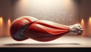 A detailed anatomical illustration depicting the impact of various training loads on muscle adaptation. In the foreground, a cross-section of muscle tissue, with fibers undergoing hypertrophy and hyperplasia in response to progressive overload. In the middle ground, a visual representation of the signaling cascades and metabolic pathways that drive these adaptive processes, illustrated with clean, technical diagrams. In the background, a minimalist, high-contrast environment with a soft, warm lighting scheme, creating an atmospheric, educational tone. Rendered with a precise, technical aesthetic, emphasizing the scientific nature of the subject matter.