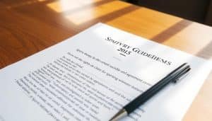 A neatly organized document on a wooden table, illuminated by warm, natural lighting. The document's header reads "Sports Therapy Waiver Guidelines" in a clear, professional font. The text is legible and well-structured, outlining the client's rights and responsibilities in a sports therapy agreement. The document is accompanied by a pen, subtly hinting at the need for the client's signature. The overall atmosphere conveys a sense of professionalism, transparency, and the importance of informed consent in the sports therapy process.