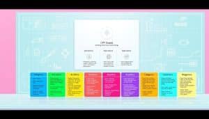 A vibrant, technical illustration showcasing the main categories of CPT (Current Procedural Terminology) codes used in medical billing and coding. In the foreground, a detailed visualization of the various CPT code sections, each represented by distinct icons or symbols. The middle ground features a clean, minimalist layout with category titles and brief descriptions. The background depicts a soft, gradient-based color scheme evoking a sense of professionalism and medical expertise. Subtle technical elements, such as grid lines or a blueprint-like aesthetic, add depth and context. Crisp, well-lit rendering with a slightly angled perspective to enhance clarity and visual interest.