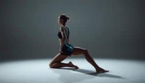 A well-lit studio scene depicting a person performing a series of dynamic stretches and exercises to optimize athletic performance through proper pelvic alignment. The subject is positioned in the center of the frame, their body in profile, with a focus on the alignment of the hips, spine, and limbs. The background is minimalist, with soft, diffused lighting illuminating the scene. The overall mood is one of focus and intent, conveying the importance of this evidence-based correction strategy for athletes.