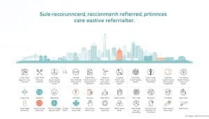 A detailed illustration showcasing government-recommended care protocols for sports therapy referrals in Calgary. The foreground depicts a series of icons and pictograms representing various medical services and treatment options, arranged in a clean, organized layout. The middle ground features a cityscape of Calgary's landmarks, conveying a sense of local relevance. The background is a subtly-textured, calming gradient, creating a professional, informative atmosphere. The lighting is soft and evenly distributed, with a slight emphasis on the foreground elements. The overall composition is balanced, with a focus on clarity and easy-to-understand visual information.