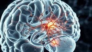 Detailed neurophysiological mechanisms of the brain, showcasing intricate neural pathways, synaptic connections, and electrical impulses. A cross-sectional view revealing the complex interplay of neurons, glial cells, and neurotransmitters. Precise anatomical structures highlighted, with a focus on the regions associated with the placebo and nocebo effects. Rendered in a clean, scientific style with a muted color palette, emphasizing the technical and investigative nature of the subject matter. Lit from above with subtle shadows to accentuate the three-dimensional depth and structure. Captured with a macro lens to provide a captivating, high-resolution perspective on the inner workings of the human brain.